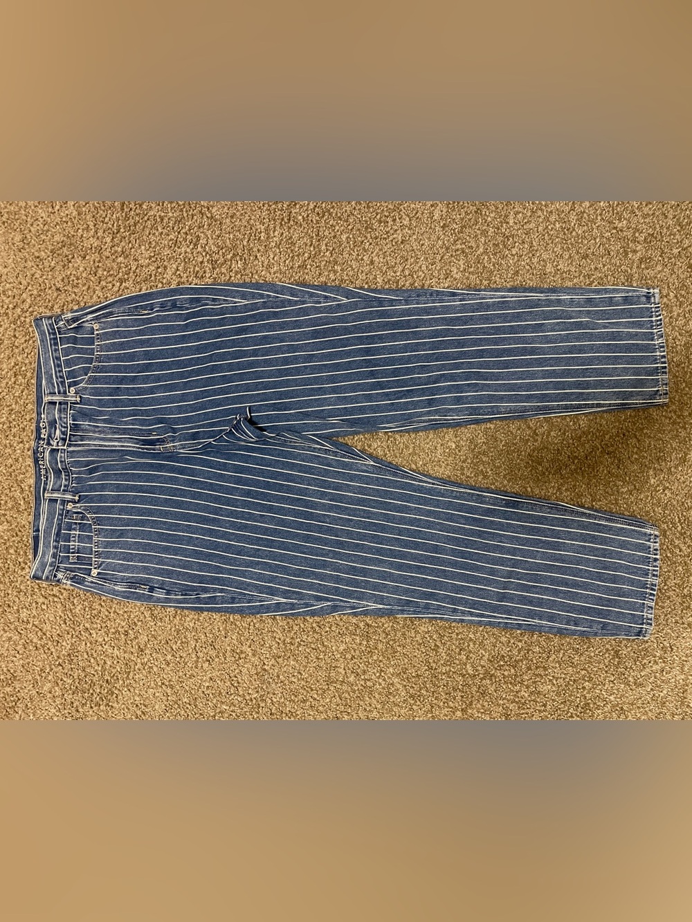 American Eagle Outfitters Blue Pinstripe Straight Leg Jeans